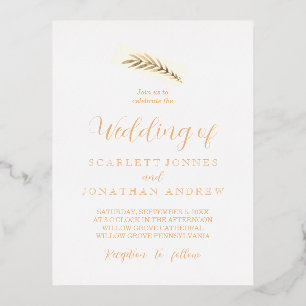 Elegant Simple Plant Wedding  Foil Holiday Postcard