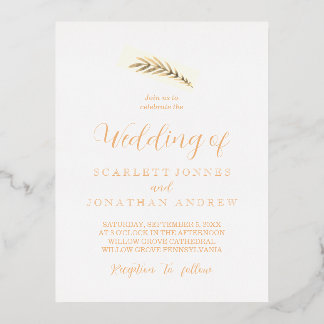 Elegant Simple Plant Wedding  Foil Holiday Postcard