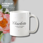 Elegant Simple Pretty Blush Matron Maid of Honour Coffee Mug<br><div class="desc">This elegant mug can be fully customised with the details of your choice. Perfect gift for a matron or maid of honour, bridesmaid or flower girl. Delicate hand drawn blush pink polka dots are sprinkled in a pattern on this mug with elegant script style font for the custom name. Add...</div>