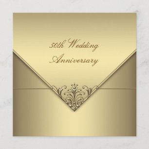 Elegant Simple Pure Gold 50th Wedding Anniversary Invitation