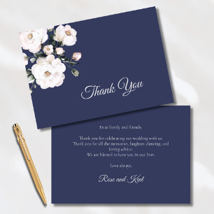Elegant Simple Purple White Floral Wedding Thank You Card
