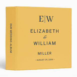 Elegant Simple Ray Flower with Monogram Wedding Binder