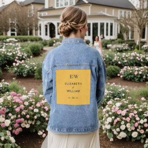 Elegant Simple Ray Flower with Monogram Wedding Denim Jacket