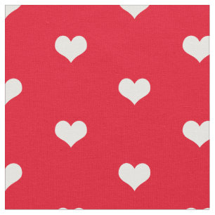 Elegant Simple Red and White Hearts Pattern Fabric