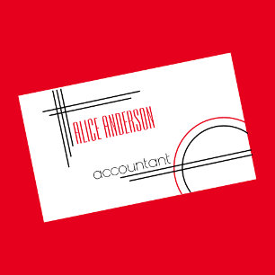 Elegant simple red black white geometric modern business card