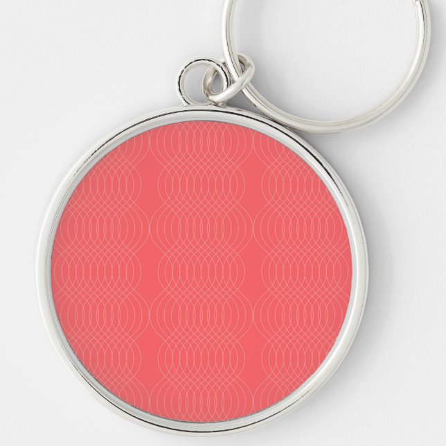 Elegant, simple, red, modern wavy lines keychain (Front)