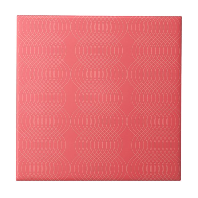 Elegant, simple, red, modern wavy lines tile (Front)