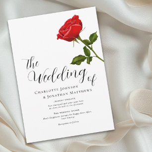 Elegant Simple Red Rose Wedding Invitation