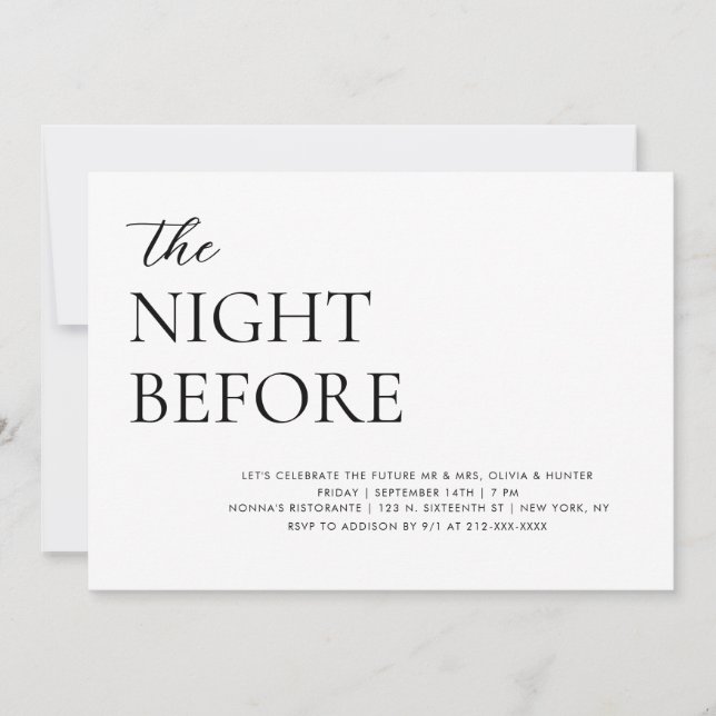 Elegant Simple Rehearsal Dinner Invitation (Front)