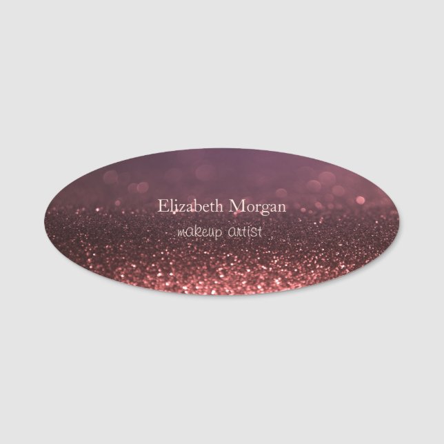 Elegant  Simple  Rose Gold Glitter Bokeh Name Tag (Front)