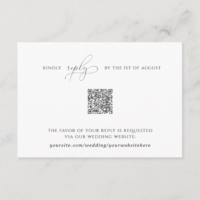 Elegant Simple Rsvp Card with QR Code (Front)
