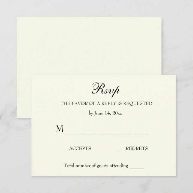 Elegant Simple RSVP Ivory (Front/Back)