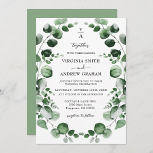 Elegant Simple Rustic Eucalyptus  Greenery Wedding Invitation