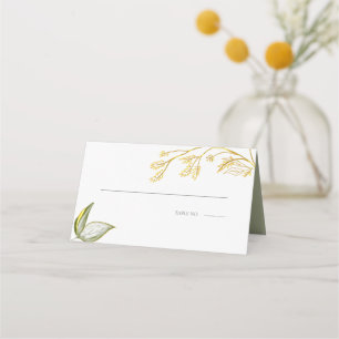 Elegant Simple Sage Gold  Foliage  Place Card
