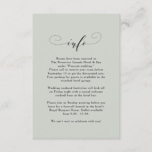 Elegant simple sage green wedding information card