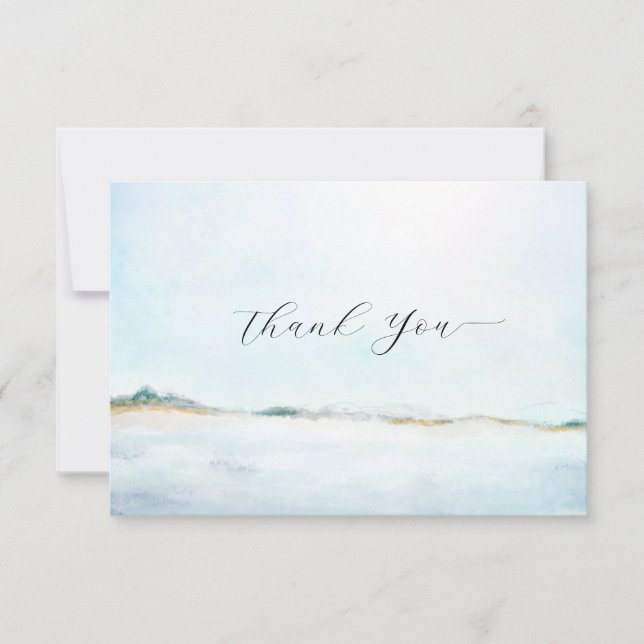 Elegant Simple Script Beach Painted Thank You Card (Front)