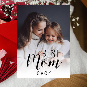 Elegant Simple Script Best Mom Ever Personalized  Holiday Card