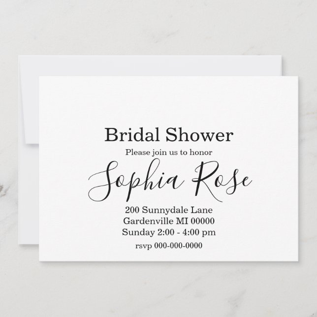 Elegant Simple script bridal shower  Invitation (Front)