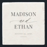 Elegant Simple Script Calligraphy Newlywed Stone Coaster<br><div class="desc">Elegant Simple Script Calligraphy Newlywed stone coaster features unique calligraphy script paired with stylish type. The black and white colour scheme is perfect for any event,  formal or casual.</div>