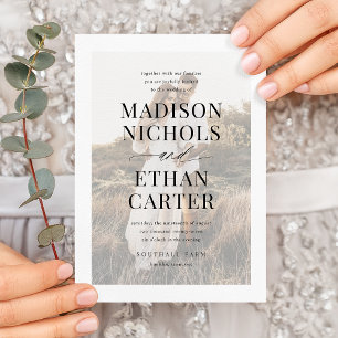 Elegant Simple Script Calligraphy Photo Wedding In Invitation