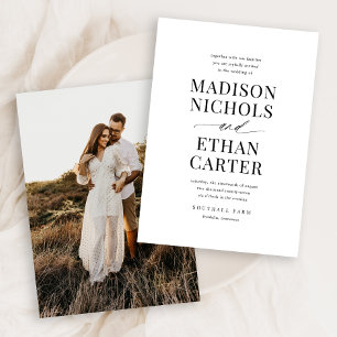 Elegant Simple Script Calligraphy Photo Wedding Invitation