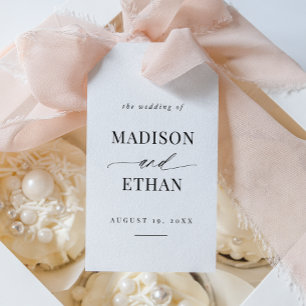 Elegant Simple Script Calligraphy Wedding Gift Tags