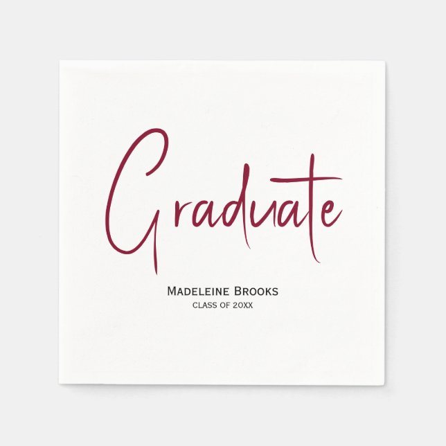 Elegant Simple Script Custom Graduation Napkins (Front)