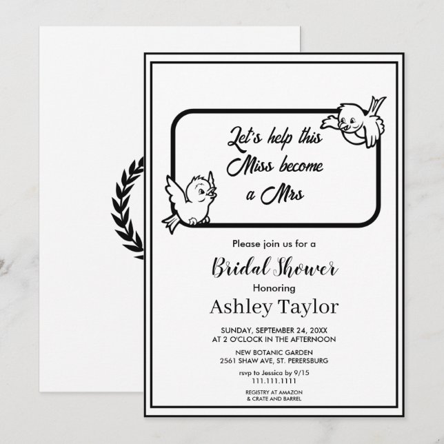 Elegant simple script girly stylish Bridal Shower Invitation (Front/Back)