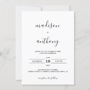 Elegant Simple Script Modern Photo Wedding Invitation