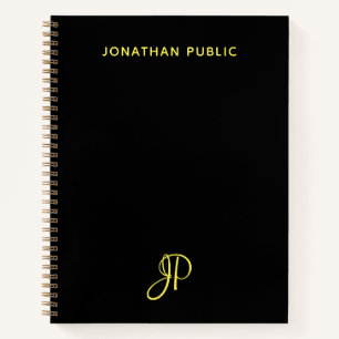 Elegant Simple Script Monogram Initial Name Notebook