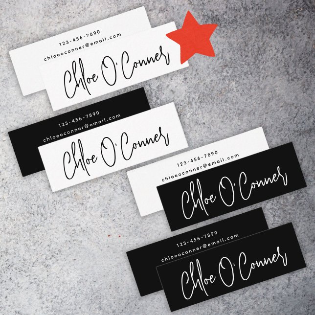 Elegant Simple Script Name White Minimalist Mini Business Card (Elegant Simple Script Name White Minimalist Mini Business Card)