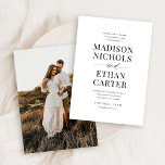 Elegant Simple Script Photo Budget Wedding Invitation<br><div class="desc">This elegant and modern wedding invitation features unique calligraphy script paired with stylish type. The black and white colour scheme is perfect for any event,  formal or casual. Add your photo to the back of the card for a special,  personalized detail.</div>