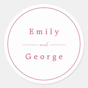 Elegant Simple Script Viva Magenta Modern Wedding Classic Round Sticker
