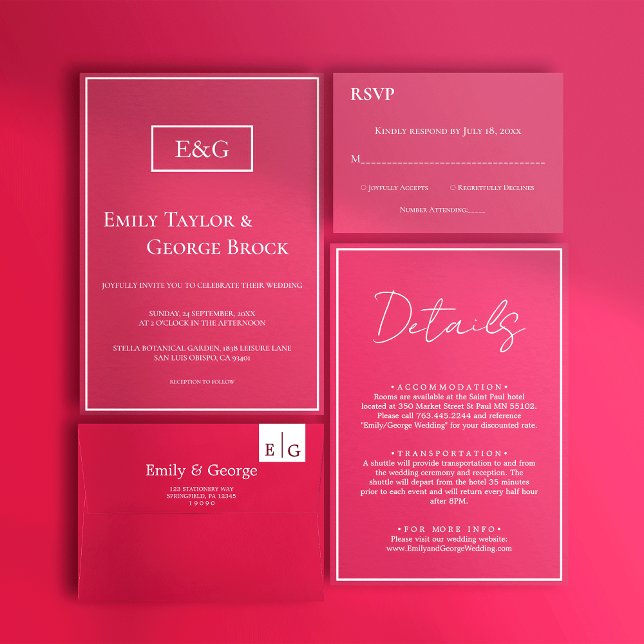 Elegant Simple Script Viva Magenta Wedding Details Enclosure Card (Creator Uploaded)