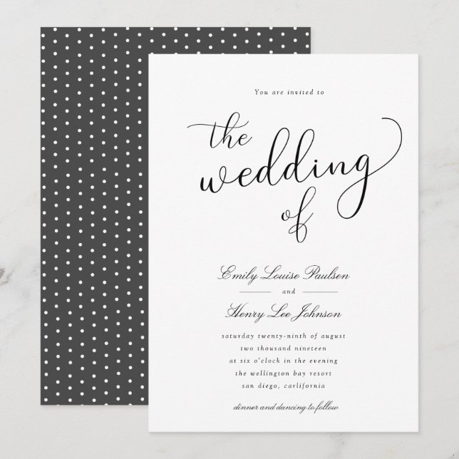 elegant simple script wedding invitation (Front/Back)