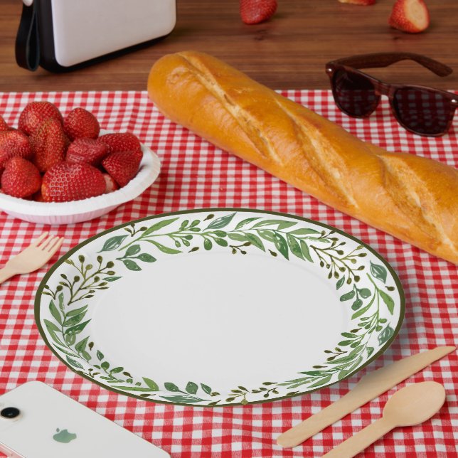 Elegant Simple Seasonal Holiday Wreath Paper Plate (Picnic)