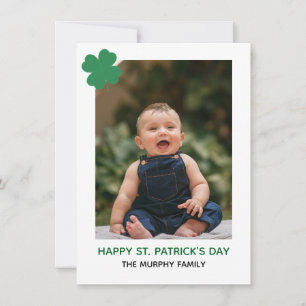 Elegant Simple Shamrock Photo St. Patrick's Day Holiday Card