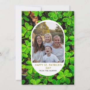 Elegant Simple Shamrock Photo St. Patrick's Day Holiday Card