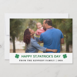 Elegant Simple Shamrock Photo St. Patrick's Day Holiday Card