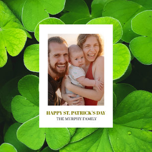 Elegant Simple Shamrock Photo St. Patrick's Day Holiday Card