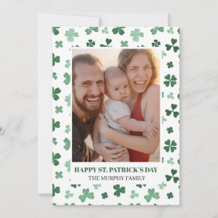 Elegant Simple Shamrock Photo St. Patrick's Day Holiday Card