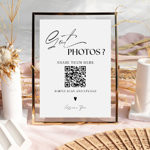 Elegant Simple Share Wedding Photos With QR Code Pedestal Sign