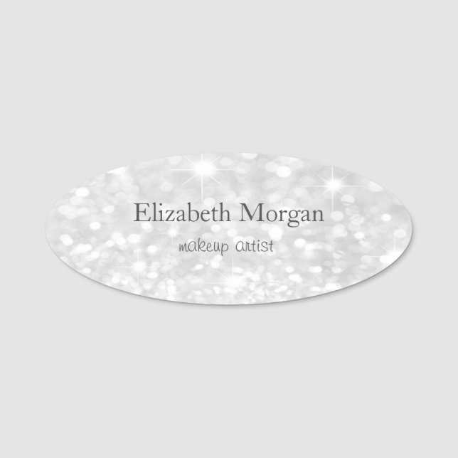 Elegant  Simple  Silver Name Tag (Front)