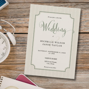 Elegant Simple Stripes Cottagecore Patterned Invit Invitation