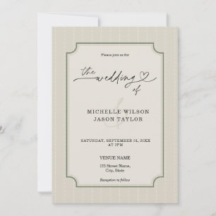 Elegant Simple Stripes Cottagecore Patterned Invitation