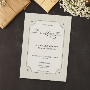 Elegant Simple Stripes Cottagecore Patterned Invitation