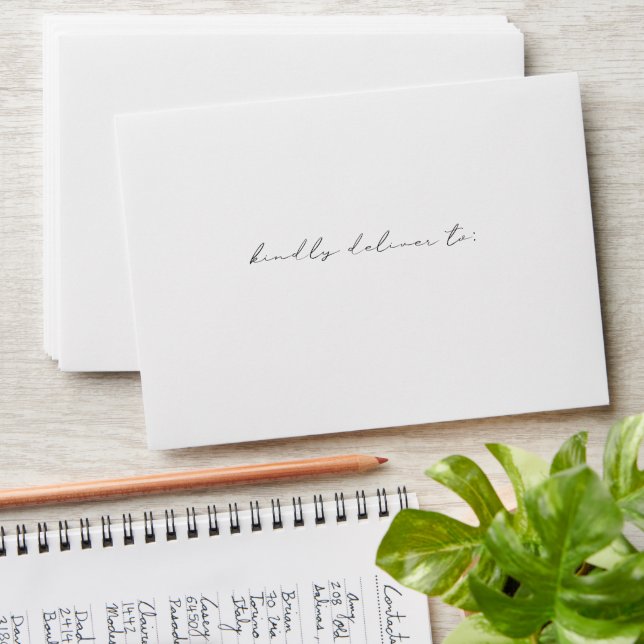 Elegant simple stylish script minimalist wedding envelope (Stacked)