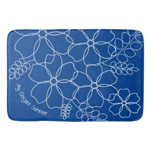 Elegant simple summer flowers pattern bath mat
