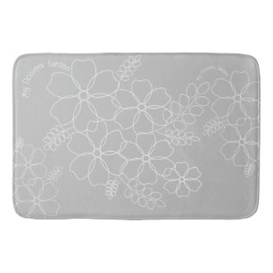 Elegant simple summer flowers pattern bath mat