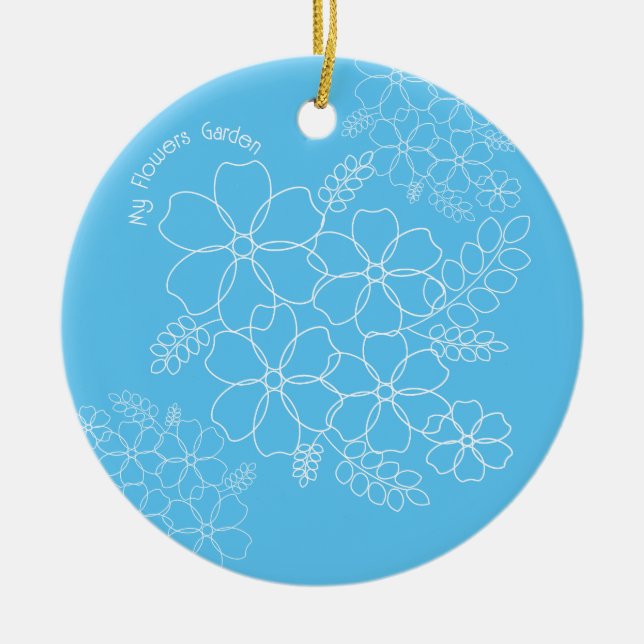 Elegant simple summer flowers pattern ceramic ornament (Front)